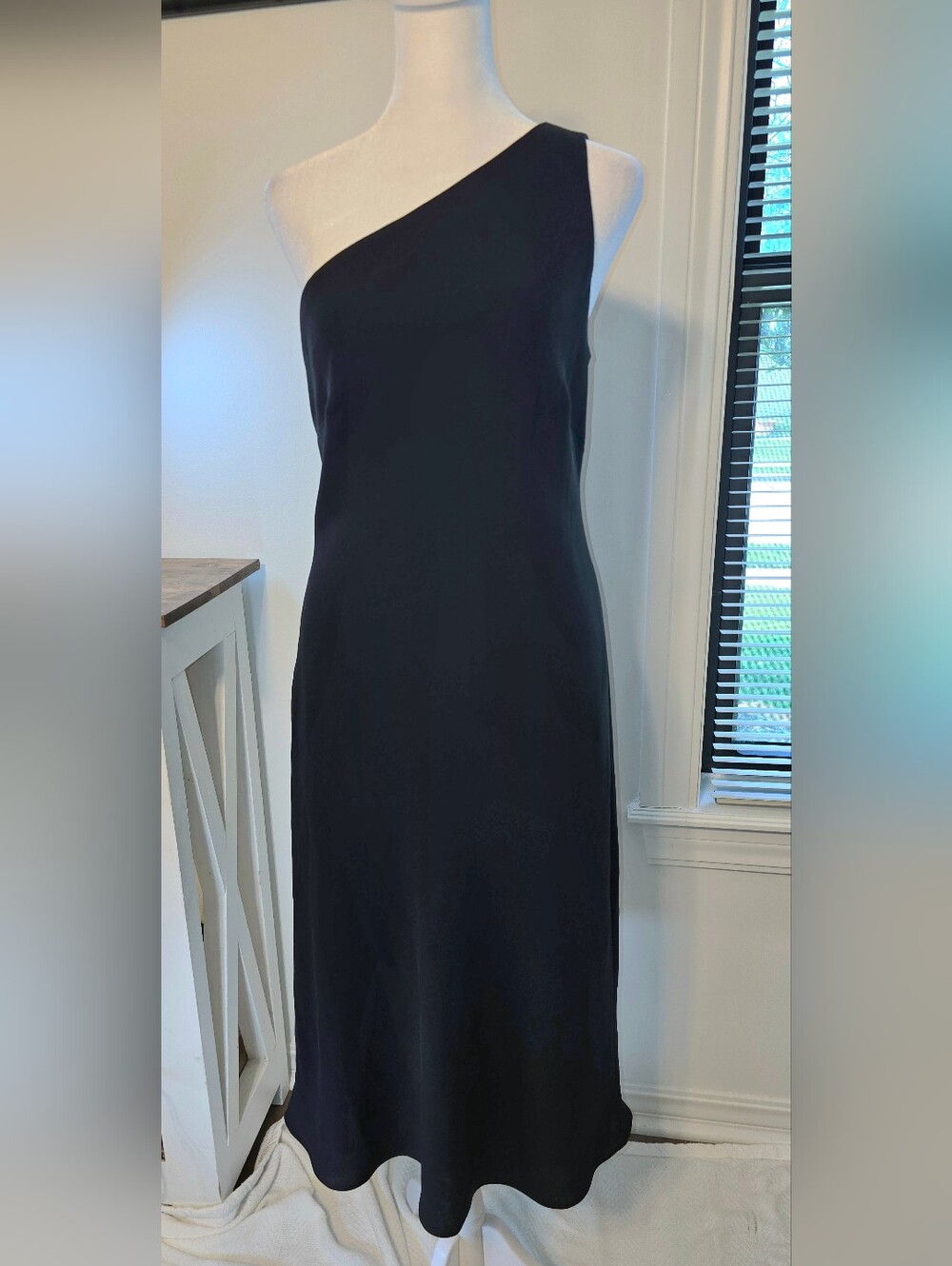 Evan Piccone Vintage One-Shoulder Black Midi Dress Women's Size 6